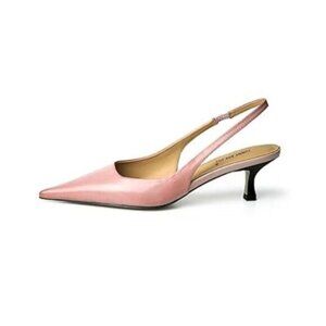 FSJ Women's Mid Kitten Heel Slingback Sandal Pointy Toe Sexy Pumps Comfortable